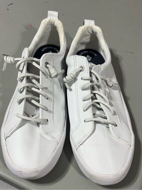 Sperry Bermuda Beach White Leather Sneakers Women’s Size 8 Memory Foam Casual